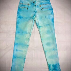 EUC Michael Kors Tie Dye Double Front Zipper Embellished Jeans